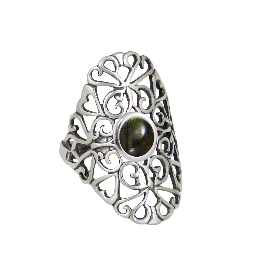 Sterling Silver Filigree Ring With Spectrolite Size 10